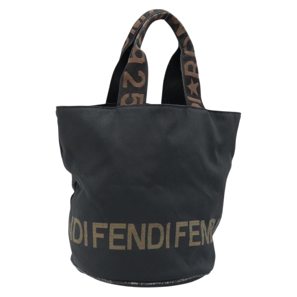 FENDI Hand Bag Nylon Black Auth 172823
