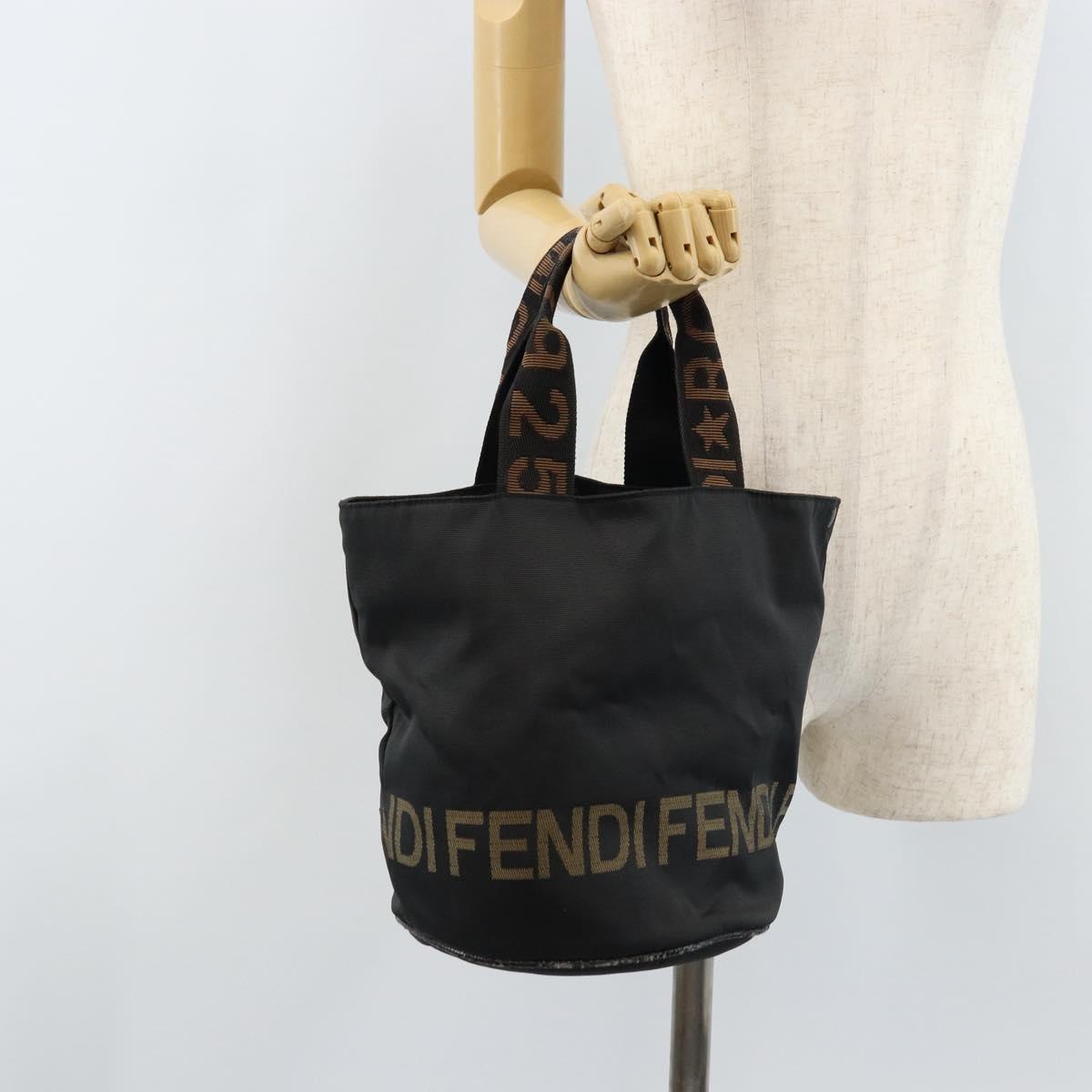 FENDI Hand Bag Nylon Black Auth 172823