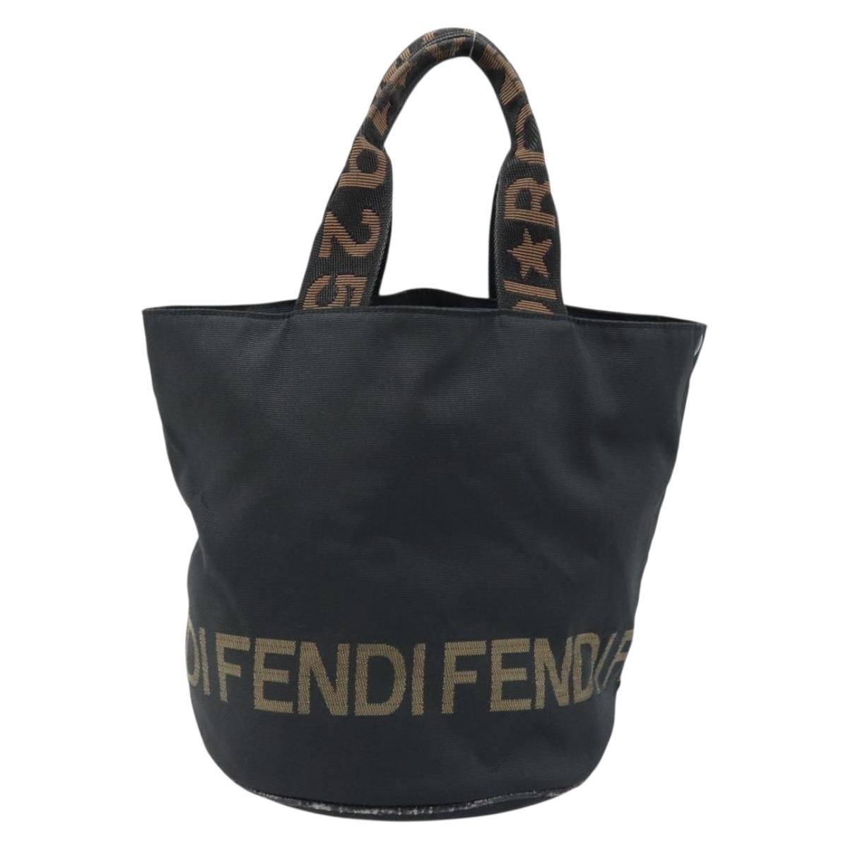 FENDI Hand Bag Nylon Black Auth 172823