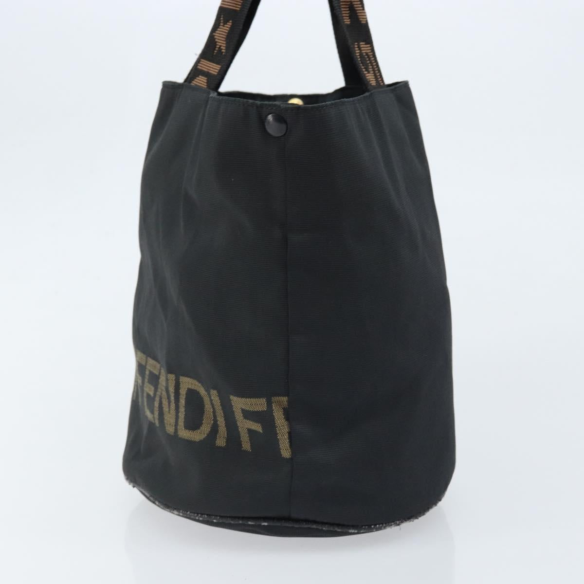 FENDI Hand Bag Nylon Black Auth 172823