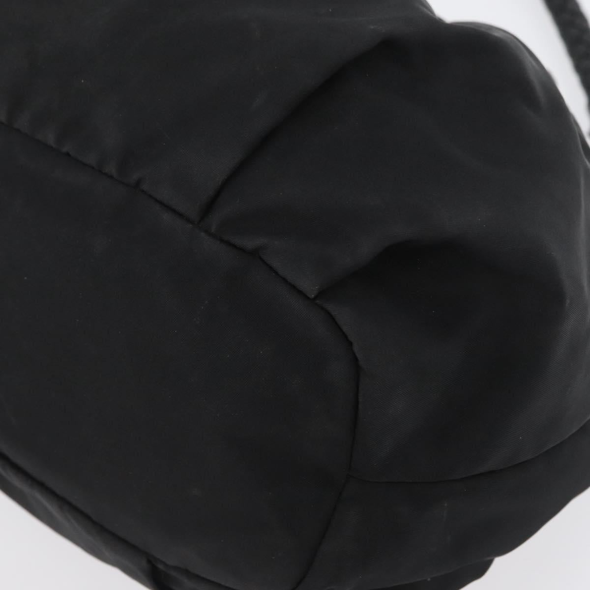 PRADA Hand Bag Nylon Black Gold Auth 172825