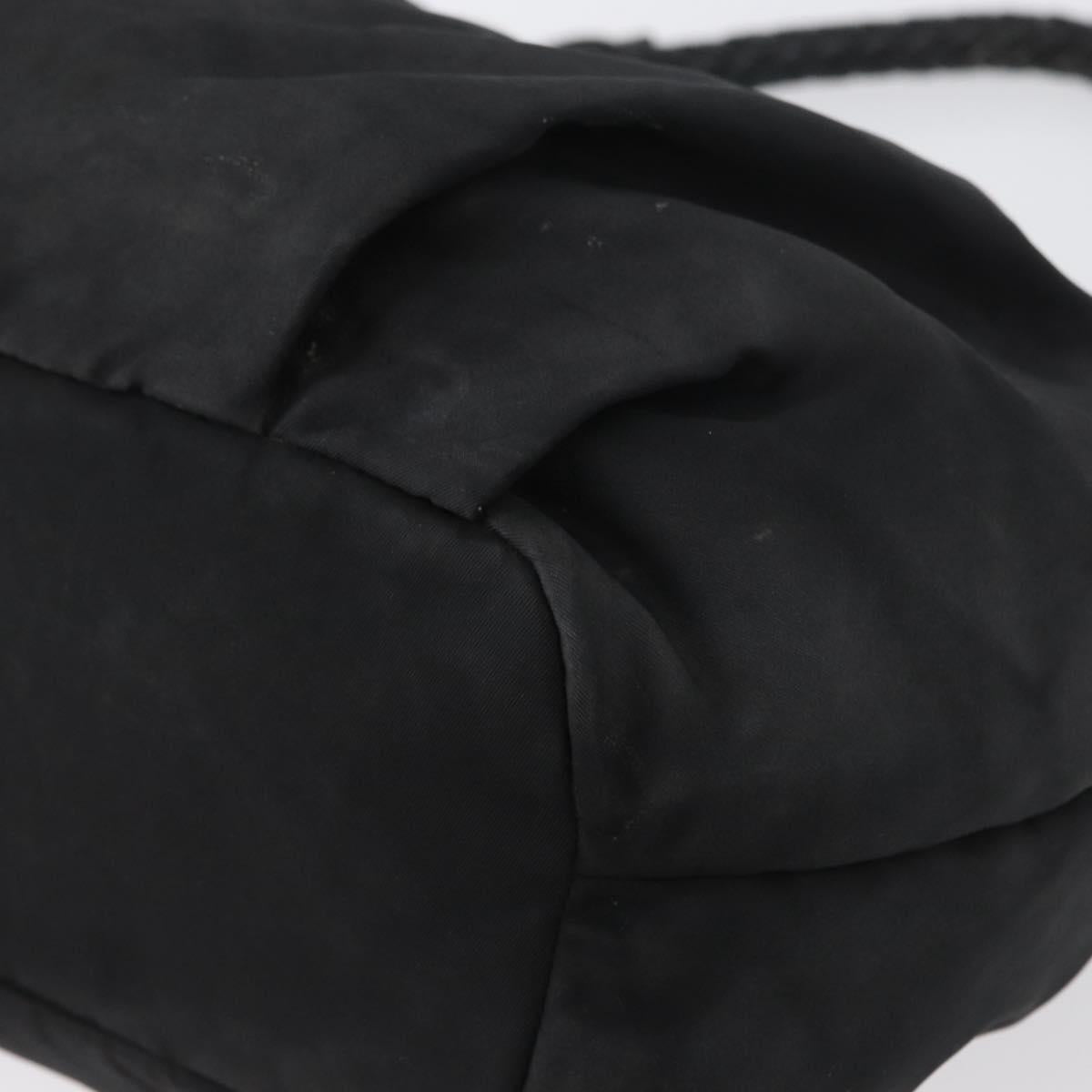 PRADA Hand Bag Nylon Black Gold Auth 172825