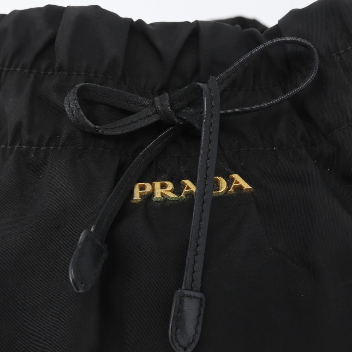 PRADA Hand Bag Nylon Black Gold Auth 172825
