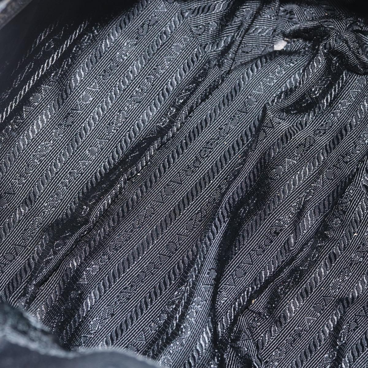 PRADA Hand Bag Nylon Black Gold Auth 172825