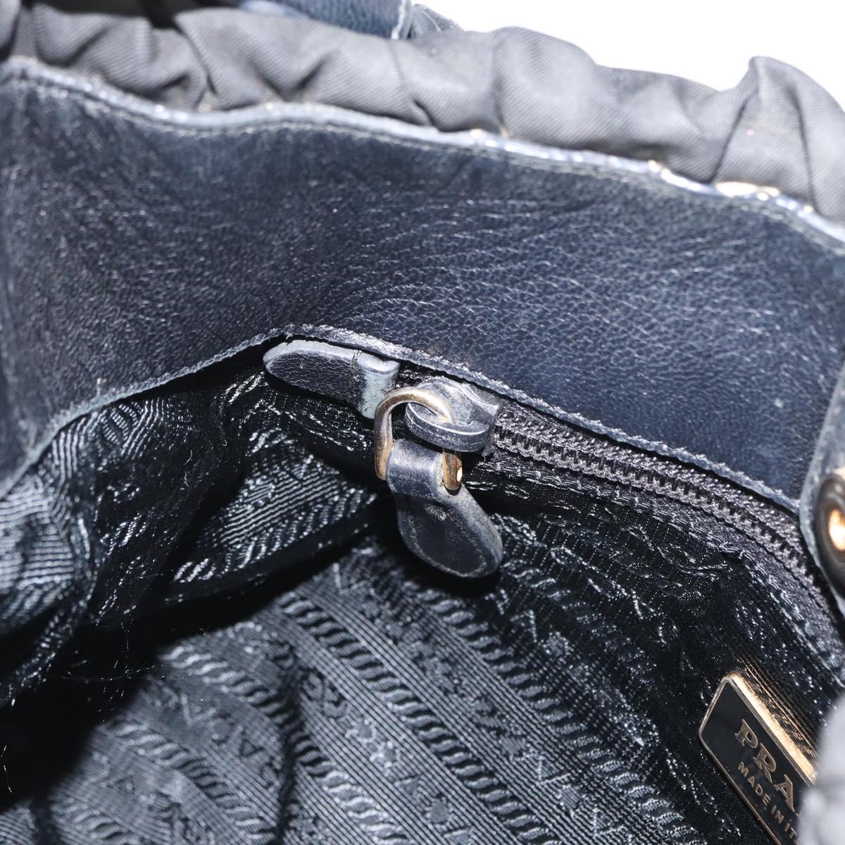 PRADA Hand Bag Nylon Black Gold Auth 172825