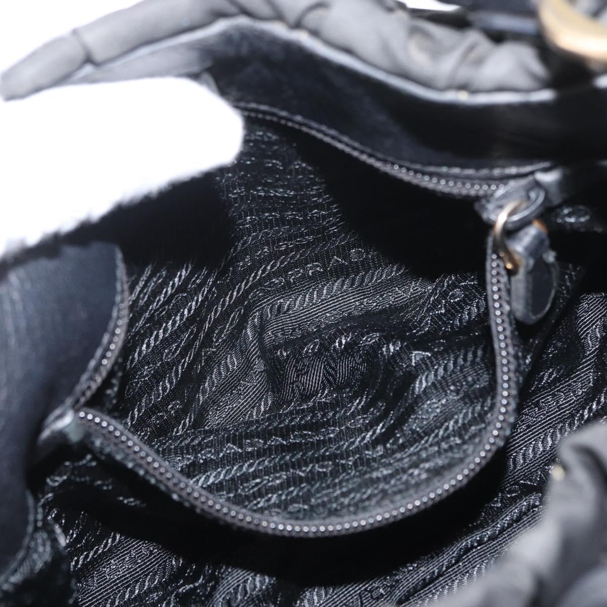PRADA Hand Bag Nylon Black Gold Auth 172825