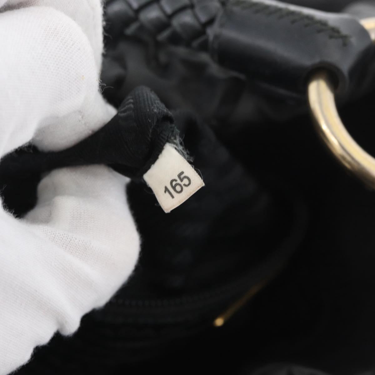 PRADA Hand Bag Nylon Black Gold Auth 172825