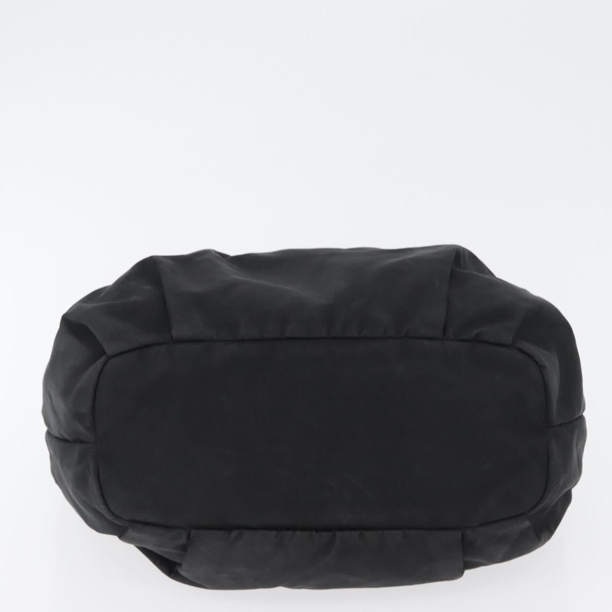 PRADA Hand Bag Nylon Black Gold Auth 172825