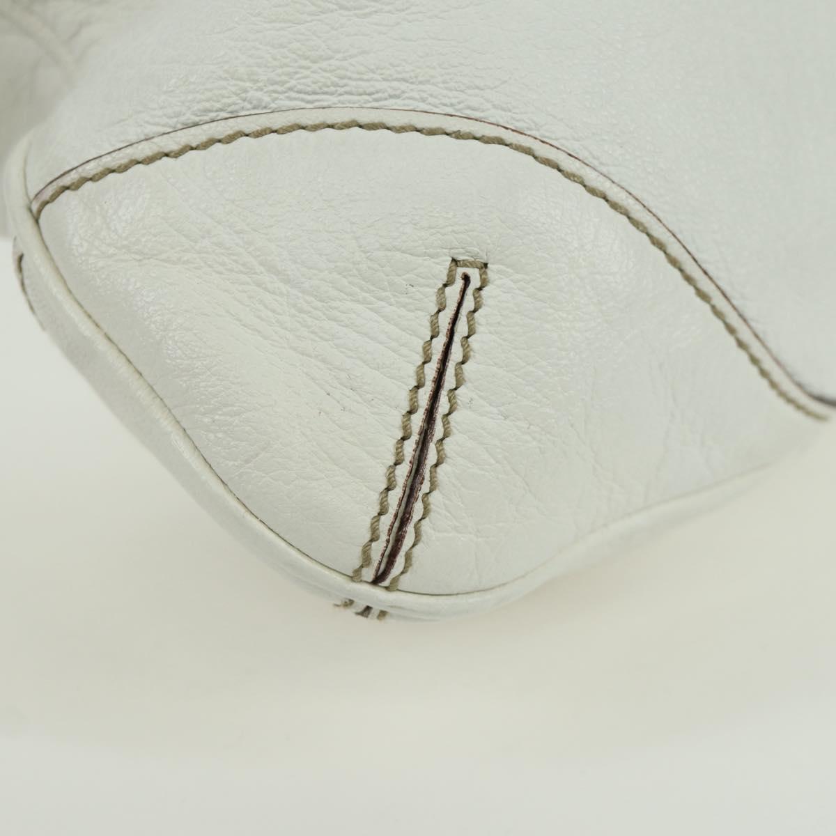 GUCCI Sherry Line Shoulder Bag Leather White Gold 154392 Auth 172832V