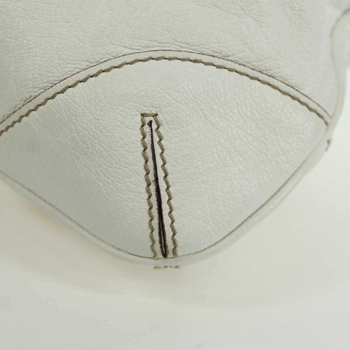 GUCCI Sherry Line Shoulder Bag Leather White Gold 154392 Auth 172832V