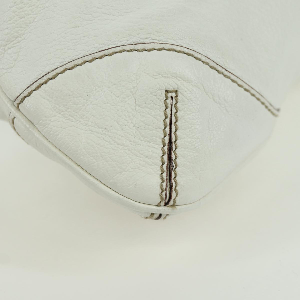 GUCCI Sherry Line Shoulder Bag Leather White Gold 154392 Auth 172832V