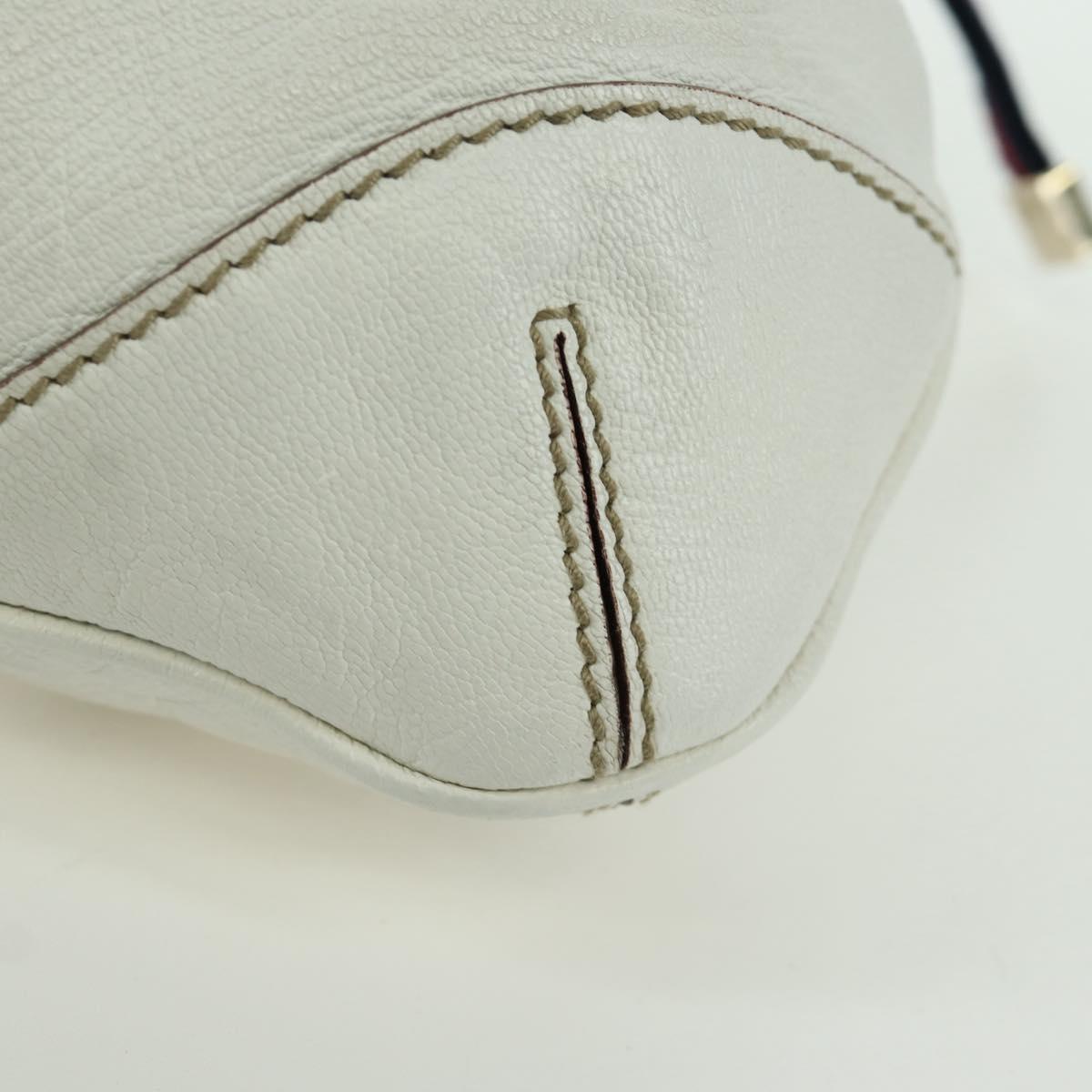 GUCCI Sherry Line Shoulder Bag Leather White Gold 154392 Auth 172832V