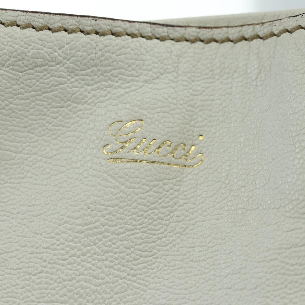 GUCCI Sherry Line Shoulder Bag Leather White Gold 154392 Auth 172832V