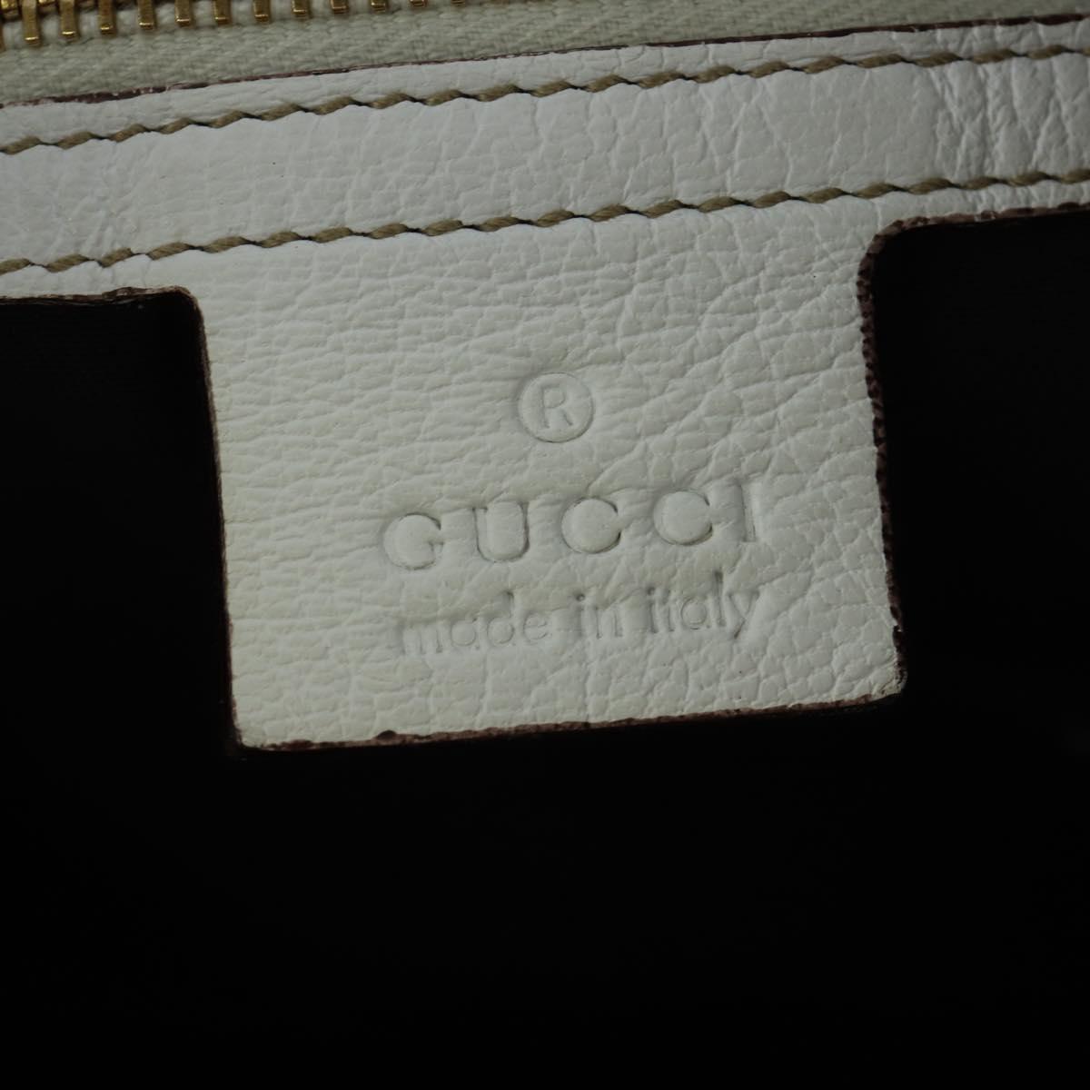 GUCCI Sherry Line Shoulder Bag Leather White Gold 154392 Auth 172832V