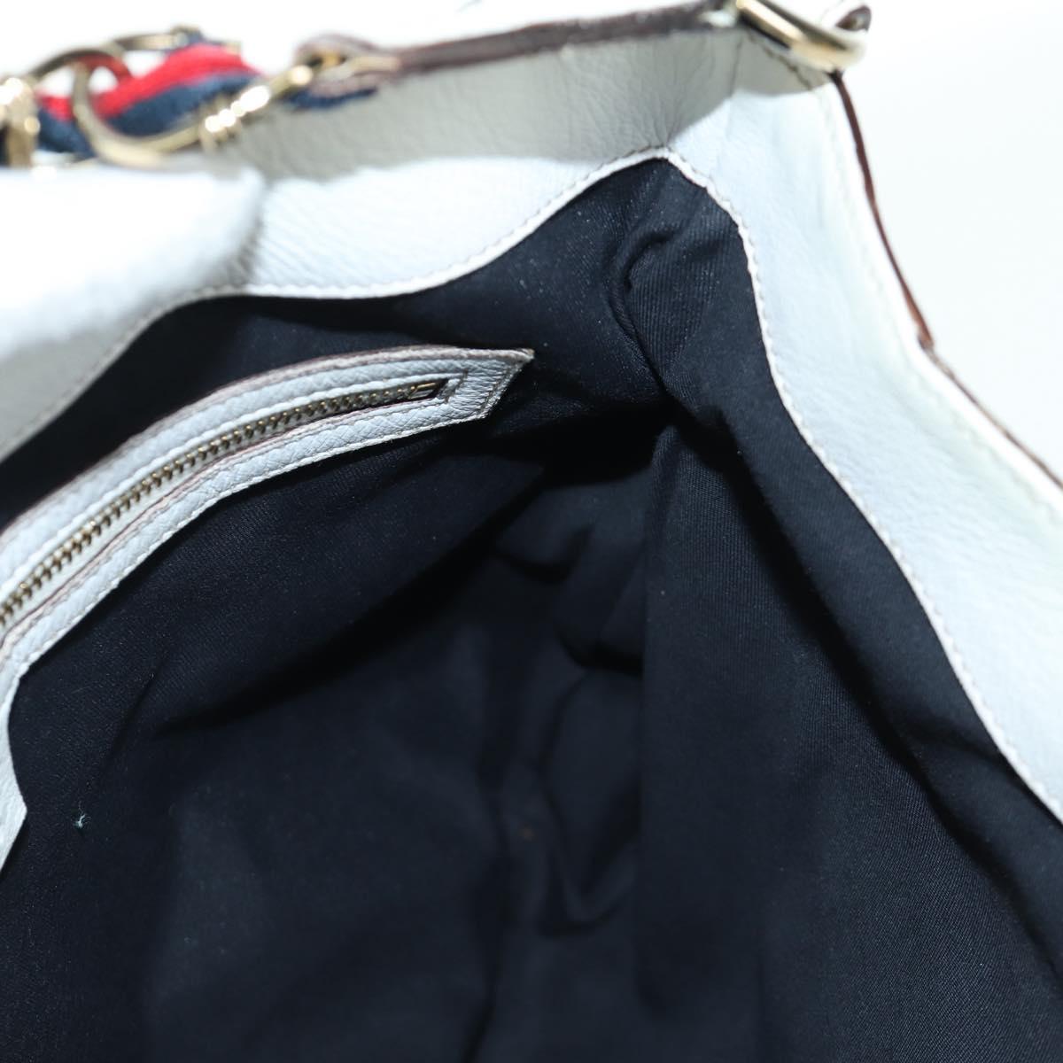 GUCCI Sherry Line Shoulder Bag Leather White Gold 154392 Auth 172832V