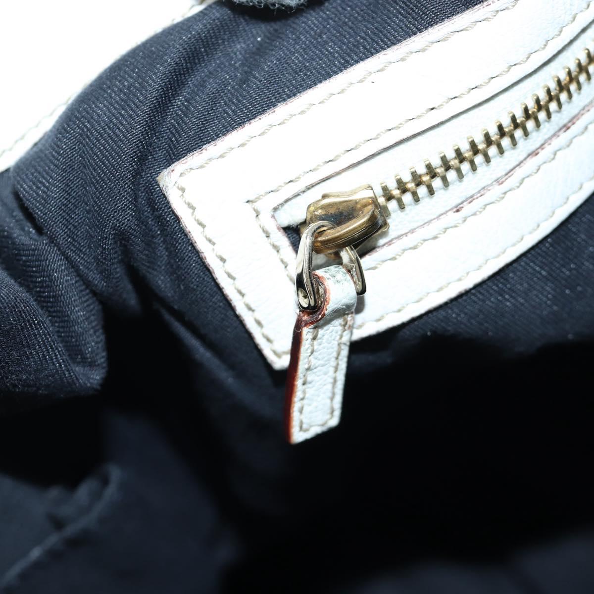 GUCCI Sherry Line Shoulder Bag Leather White Gold 154392 Auth 172832V