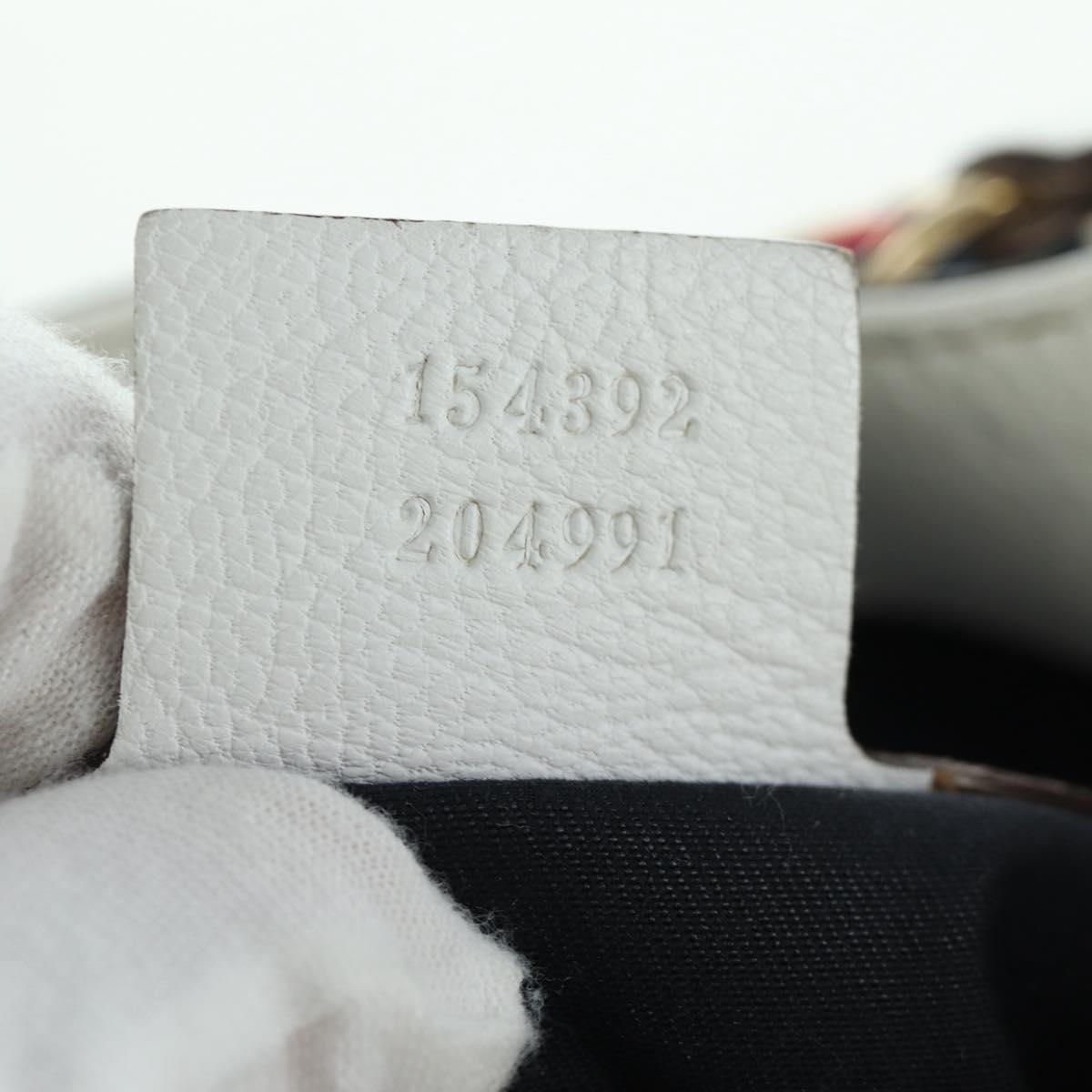 GUCCI Sherry Line Shoulder Bag Leather White Gold 154392 Auth 172832V