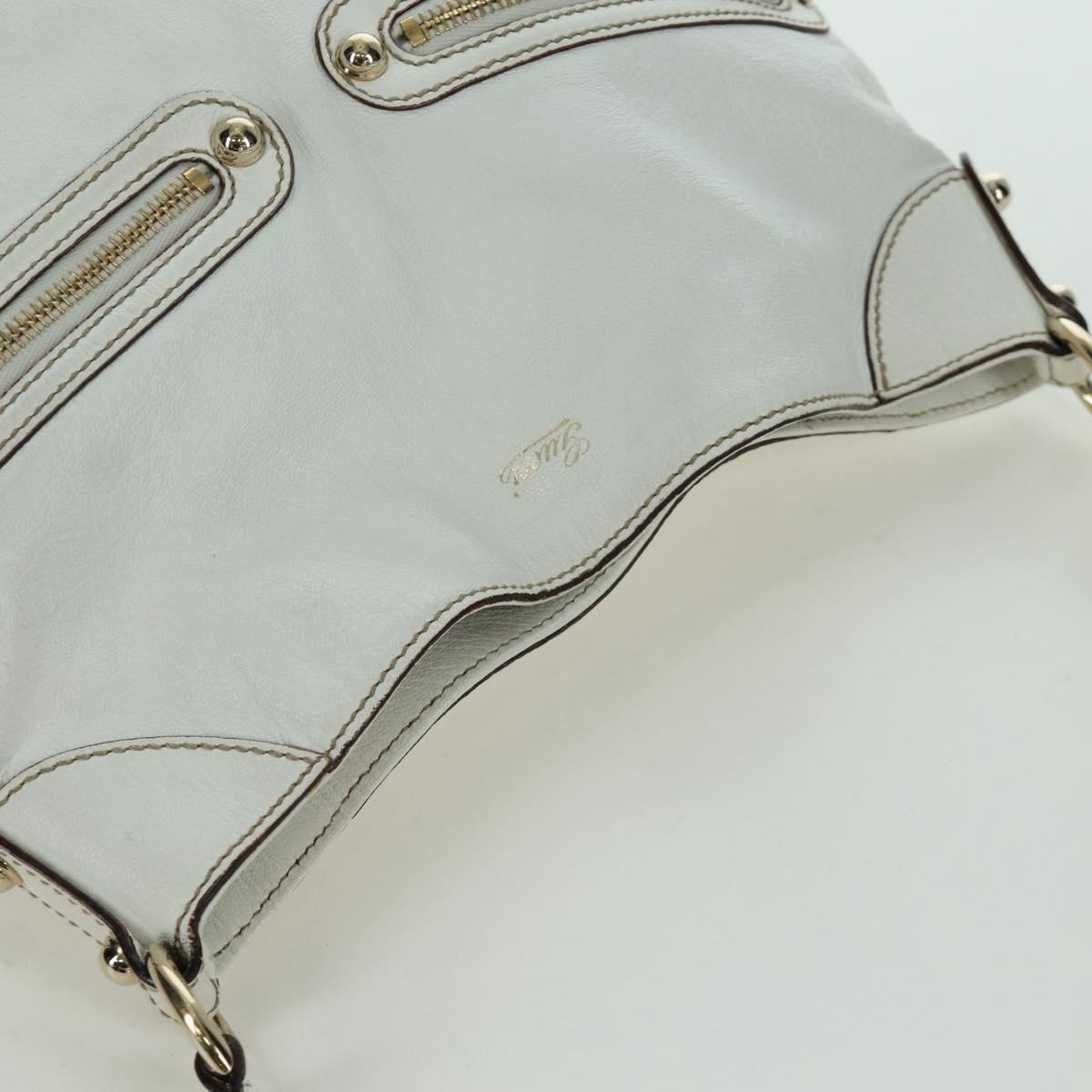 GUCCI Sherry Line Shoulder Bag Leather White Gold 154392 Auth 172832V