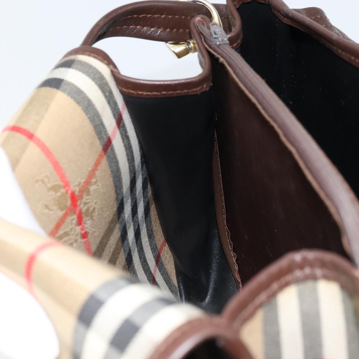 Burberrys Nova Check Shoulder Bag Canvas Beige Gold Auth 172836