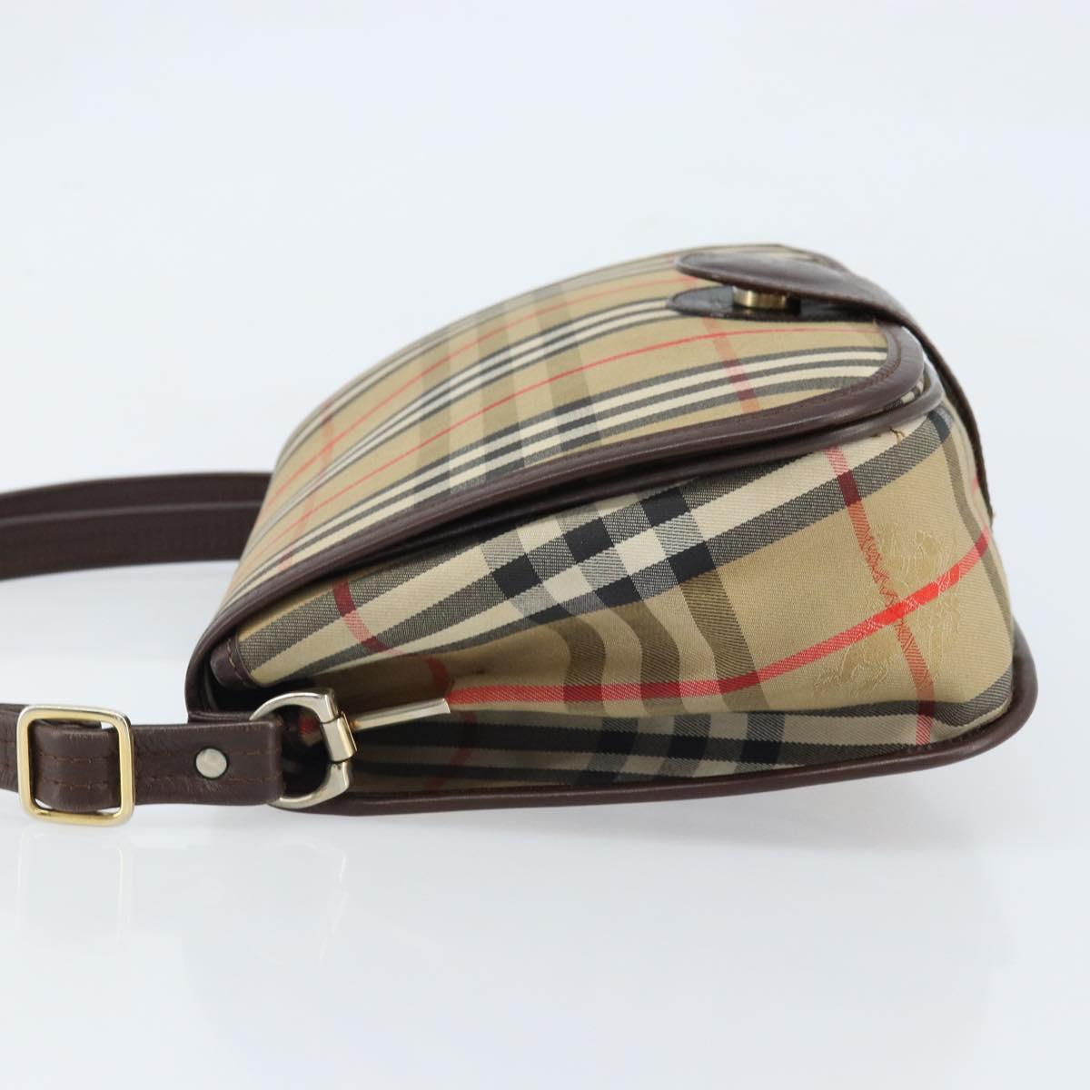 Burberrys Nova Check Shoulder Bag Canvas Beige Gold Auth 172836