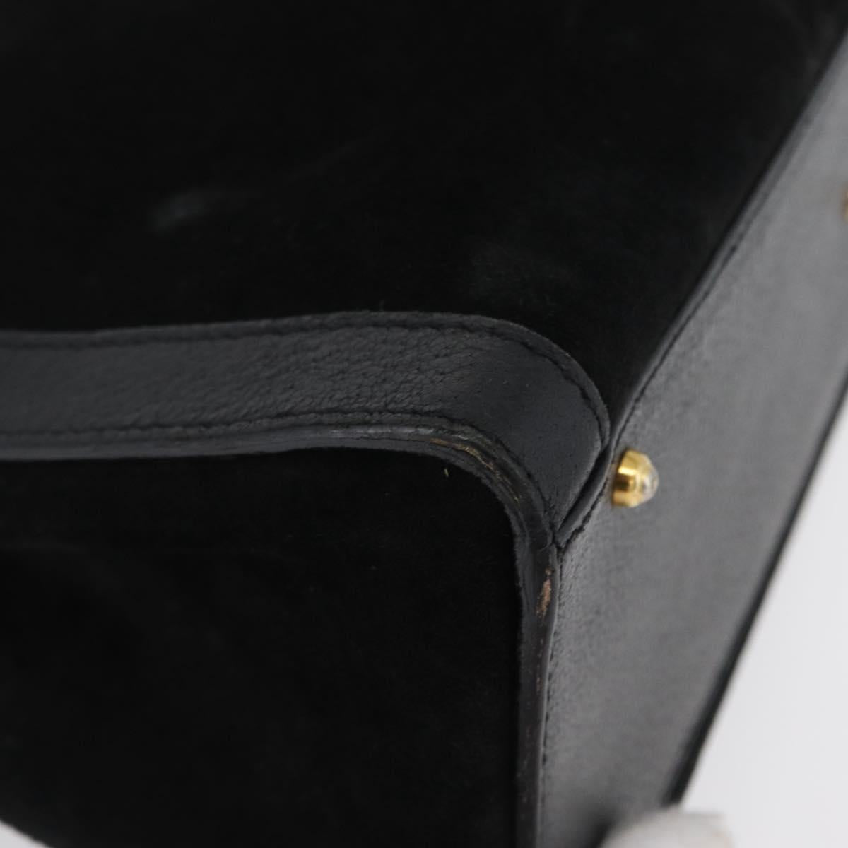 GUCCI Bamboo Hand Bag Suede Black Gold 002 1096 0260 Auth 172841