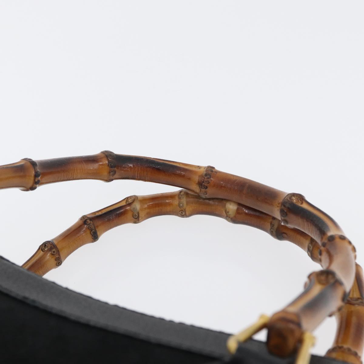 GUCCI Bamboo Hand Bag Suede Black Gold 002 1096 0260 Auth 172841