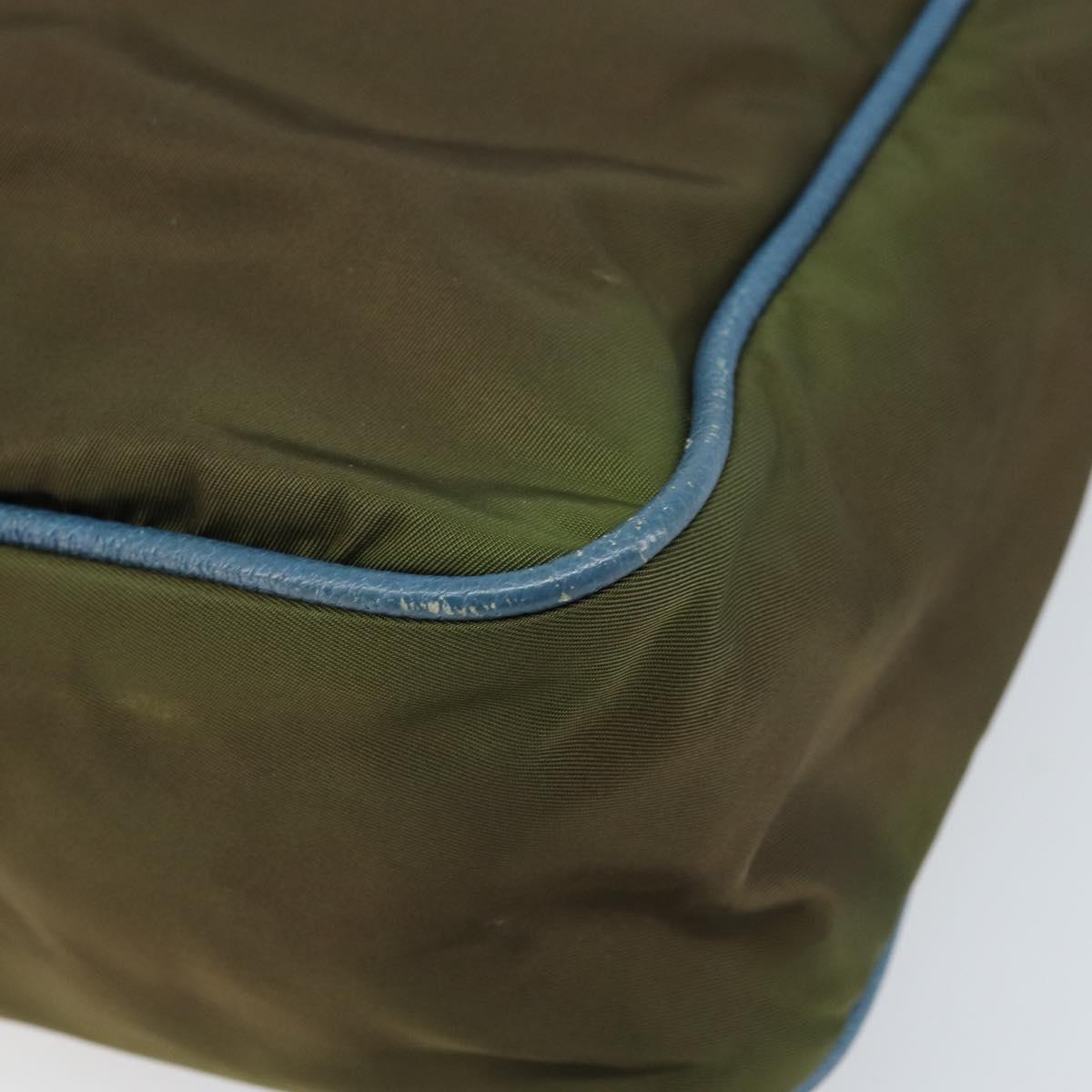 PRADA Shoulder Bag Nylon Khaki Silver Auth 172848