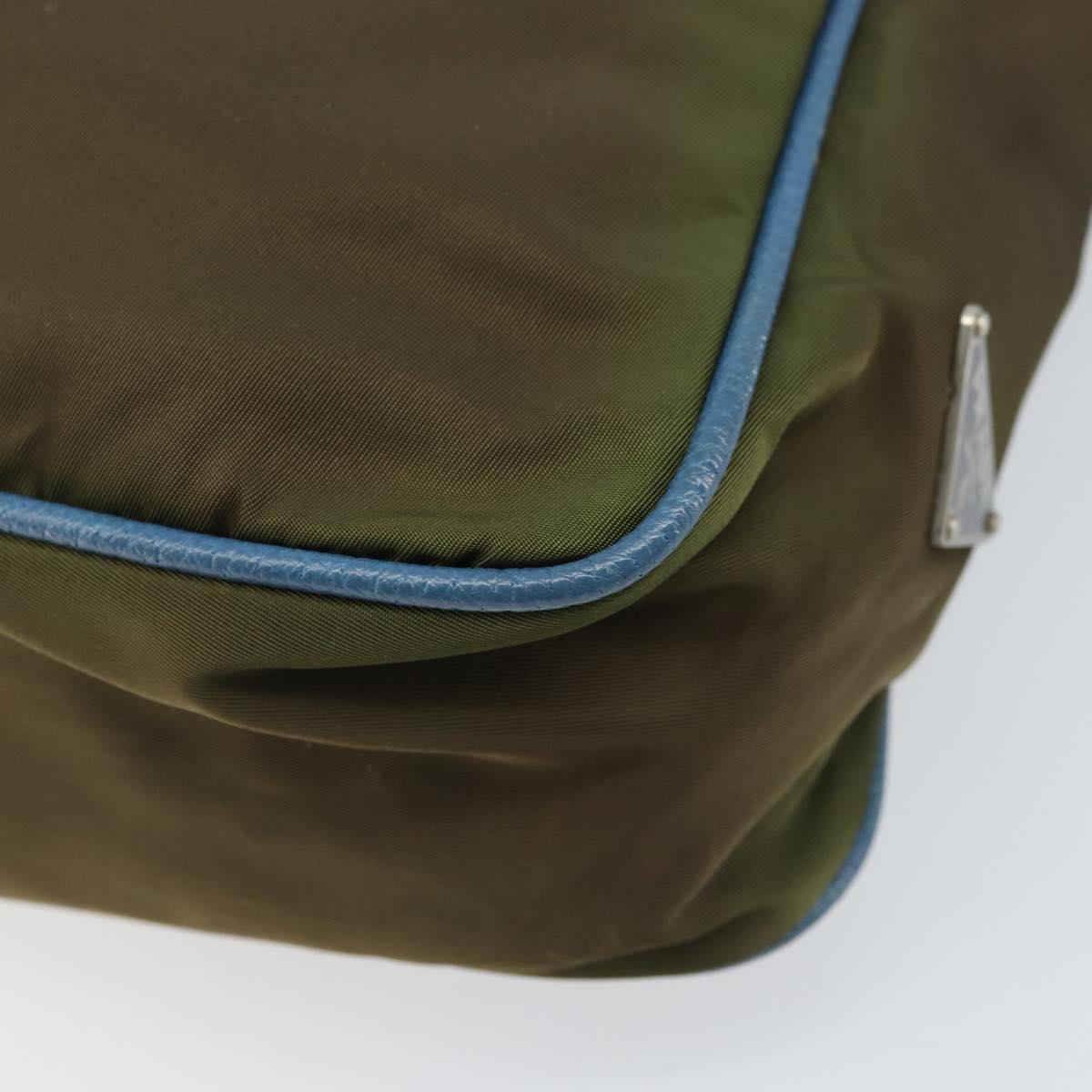 PRADA Shoulder Bag Nylon Khaki Silver Auth 172848