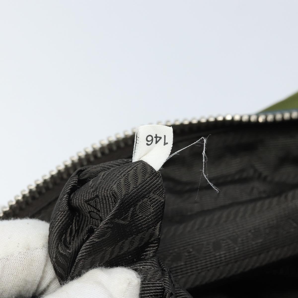 PRADA Shoulder Bag Nylon Khaki Silver Auth 172848