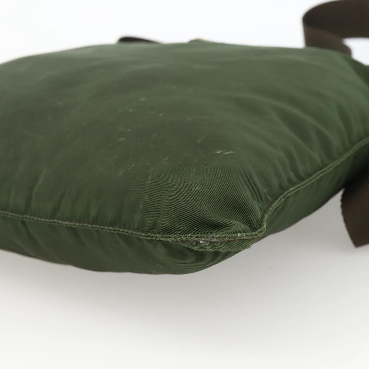PRADA Shoulder Bag Nylon Green Silver Auth 172849
