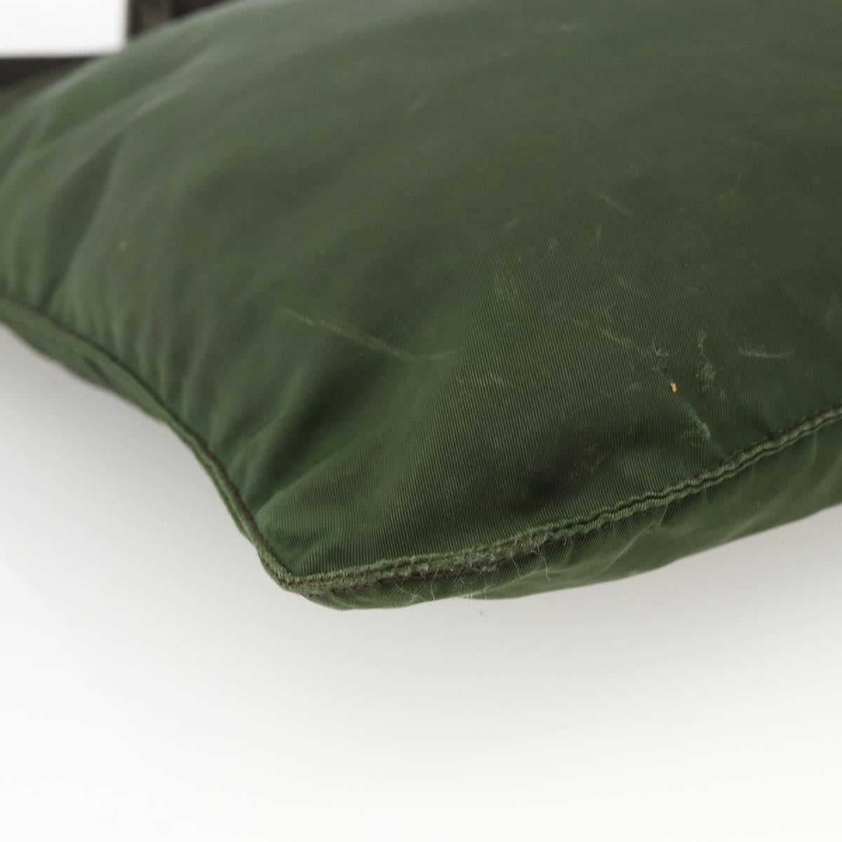 PRADA Shoulder Bag Nylon Green Silver Auth 172849