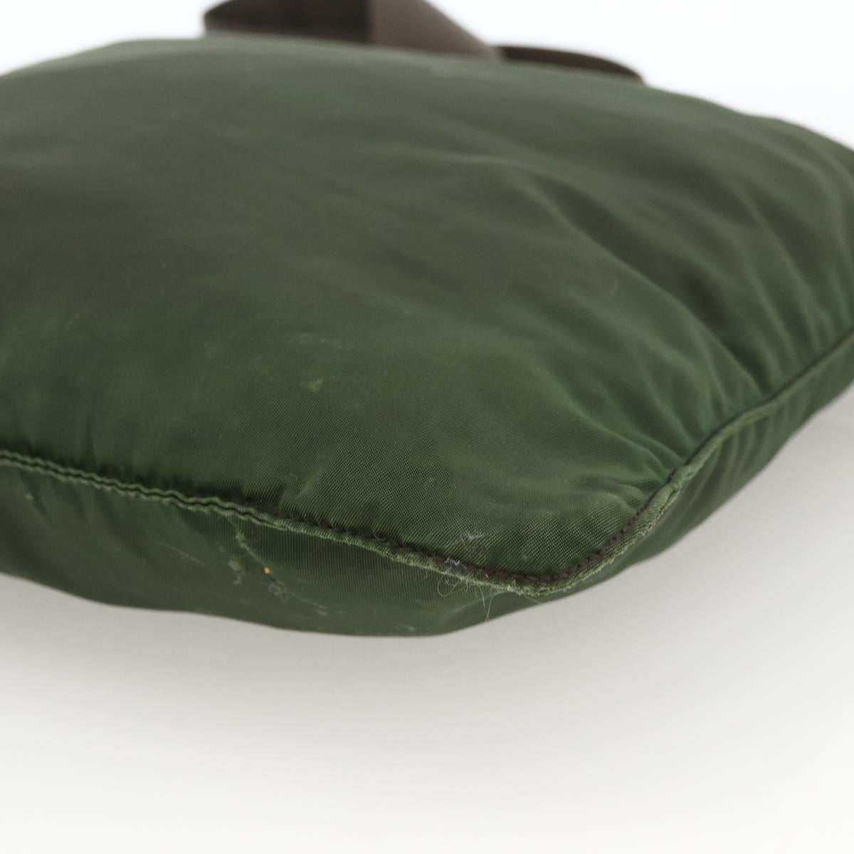 PRADA Shoulder Bag Nylon Green Silver Auth 172849