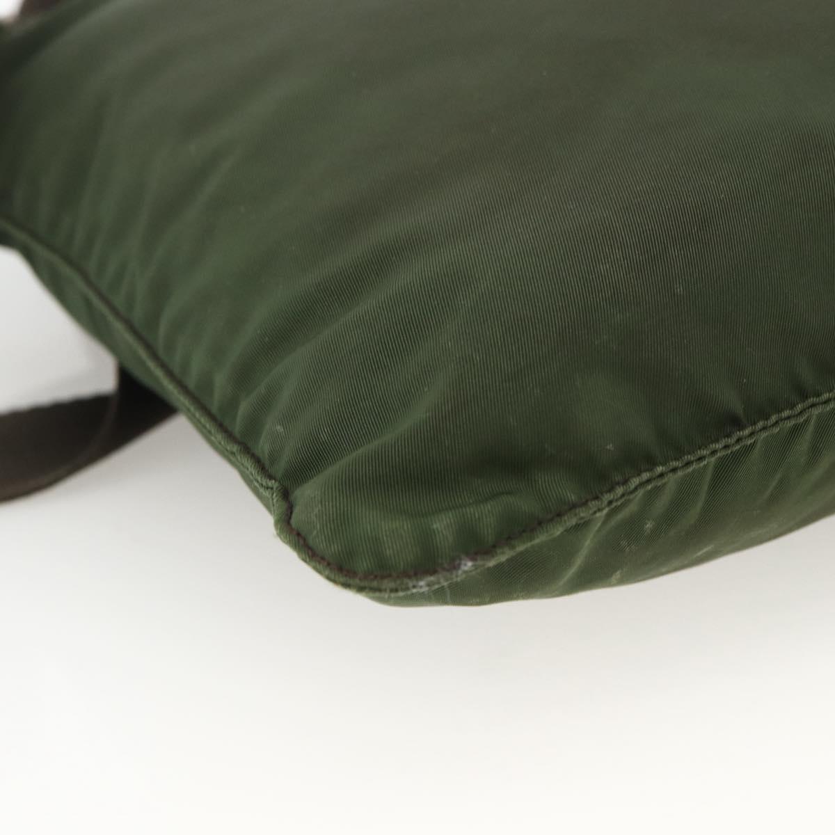 PRADA Shoulder Bag Nylon Green Silver Auth 172849