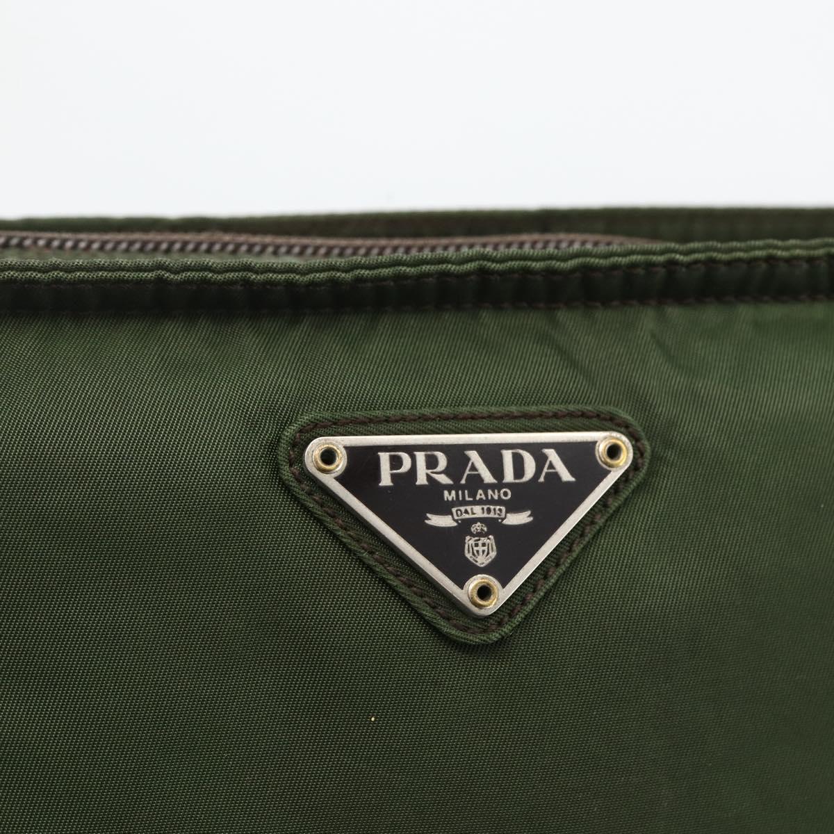 PRADA Shoulder Bag Nylon Green Silver Auth 172849