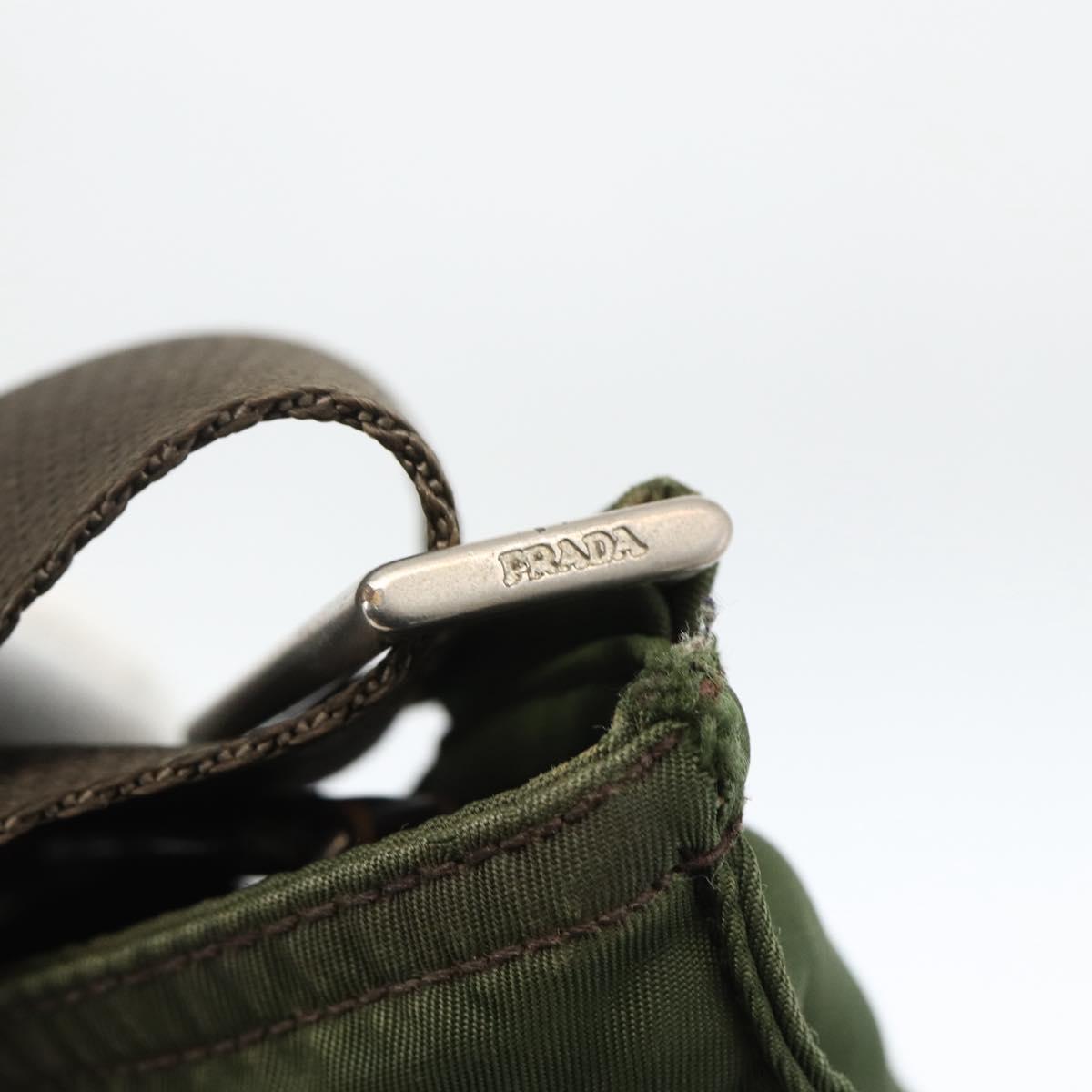 PRADA Shoulder Bag Nylon Green Silver Auth 172849
