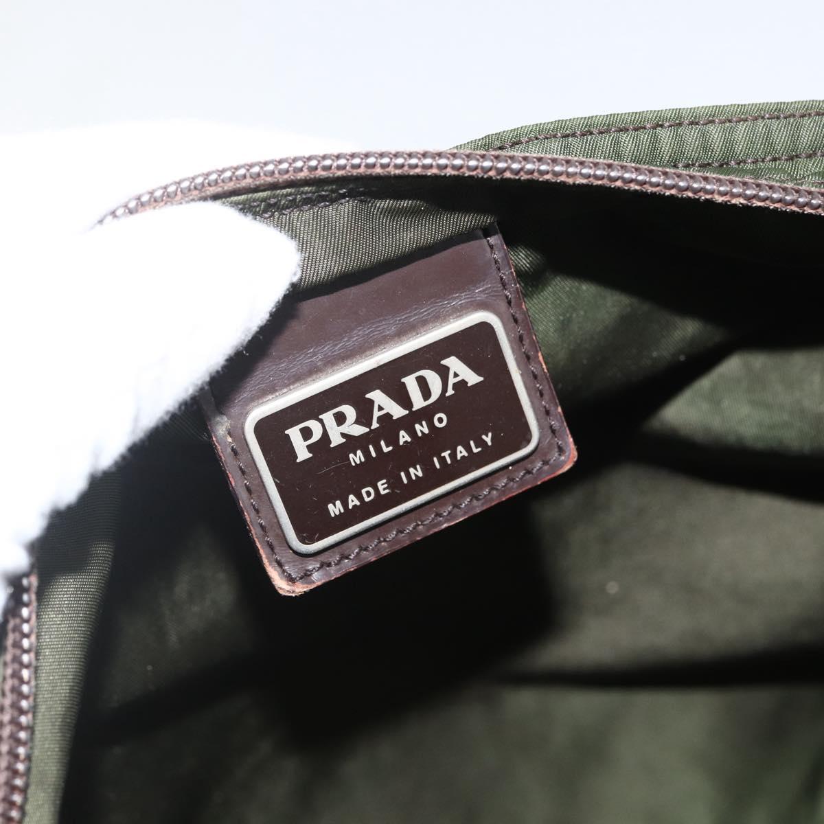 PRADA Shoulder Bag Nylon Green Silver Auth 172849