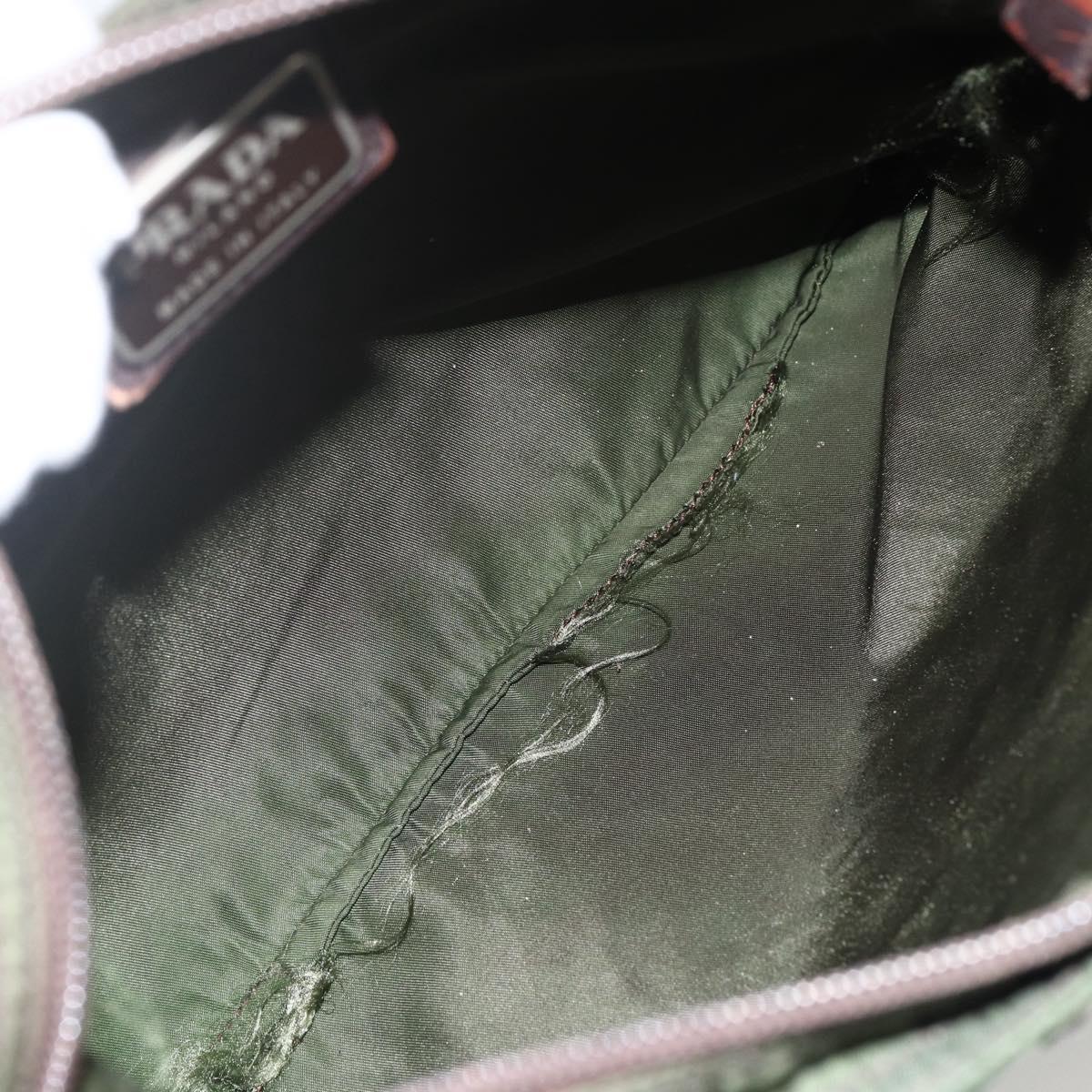 PRADA Shoulder Bag Nylon Green Silver Auth 172849