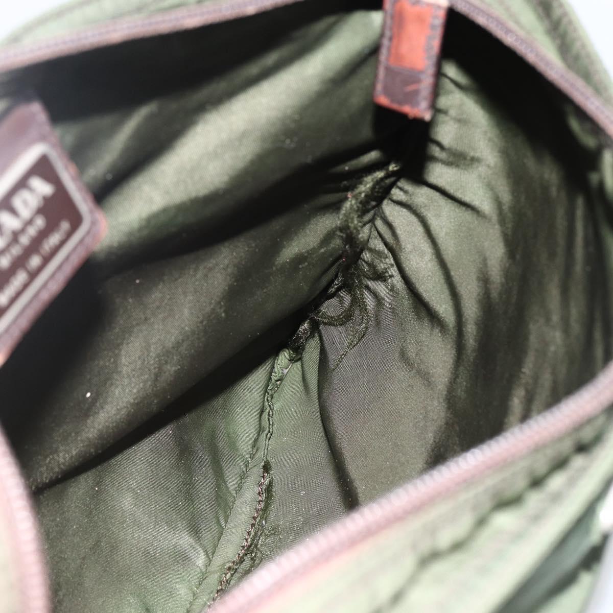 PRADA Shoulder Bag Nylon Green Silver Auth 172849
