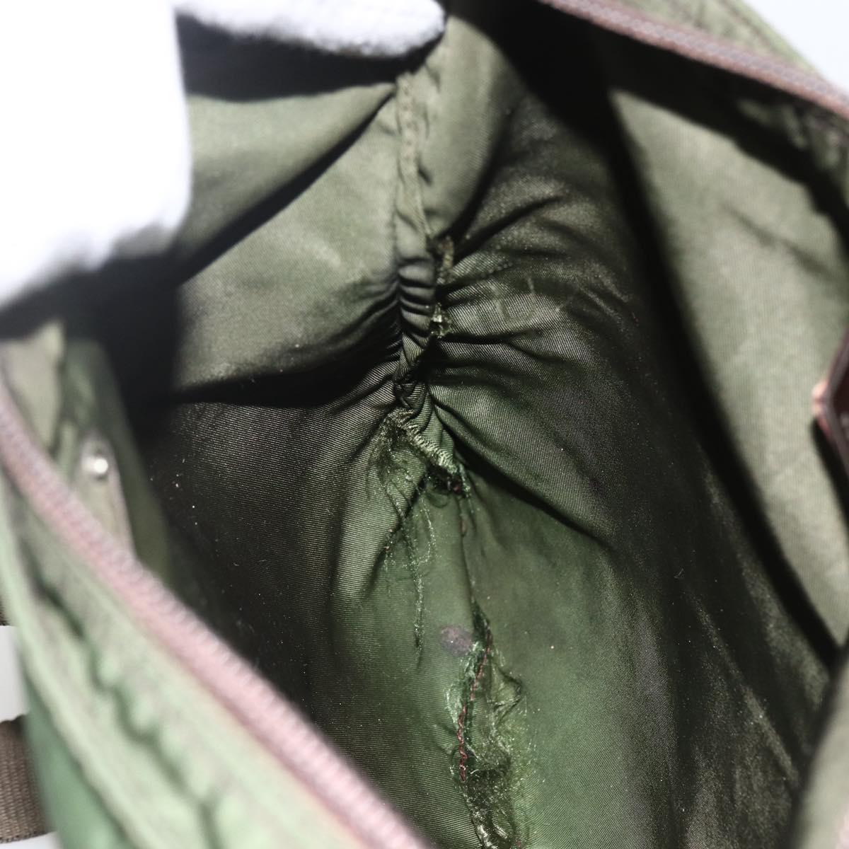 PRADA Shoulder Bag Nylon Green Silver Auth 172849