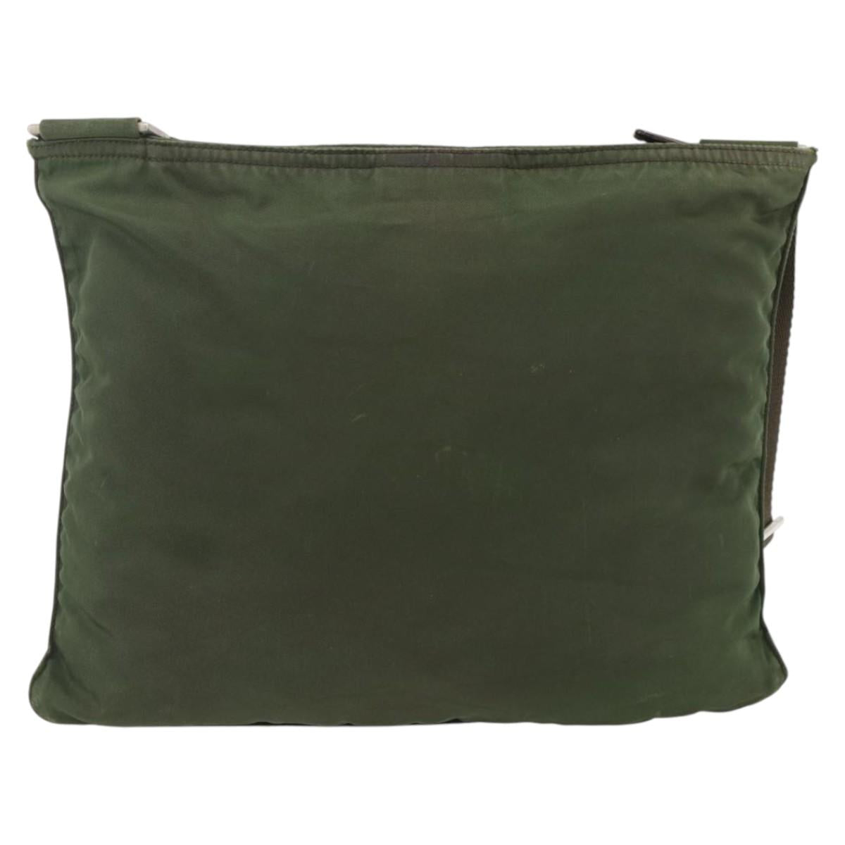 PRADA Shoulder Bag Nylon Green Silver Auth 172849