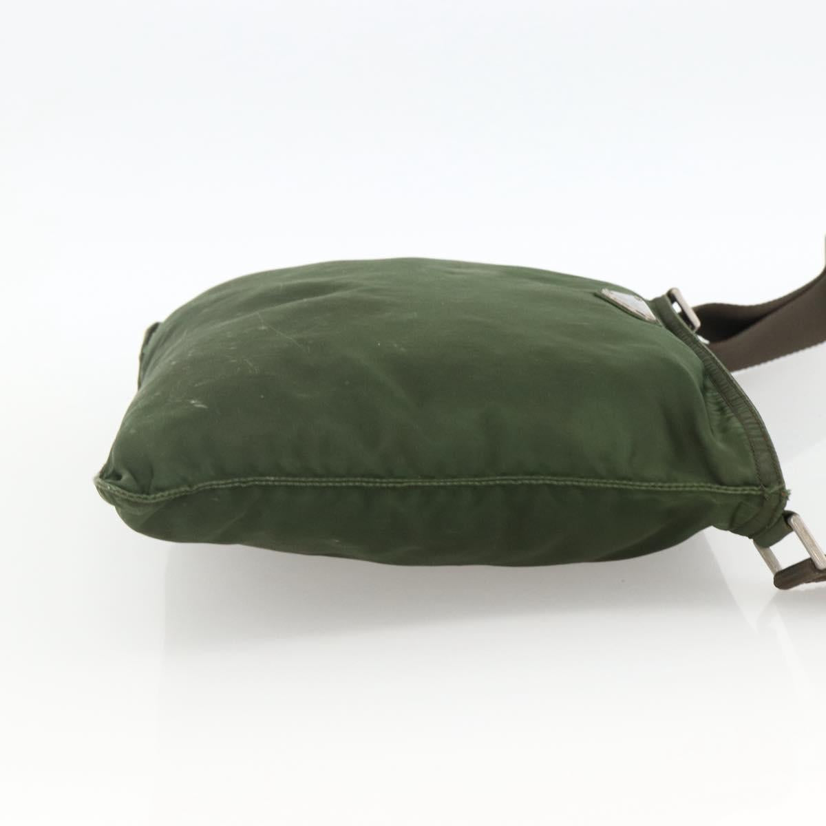 PRADA Shoulder Bag Nylon Green Silver Auth 172849