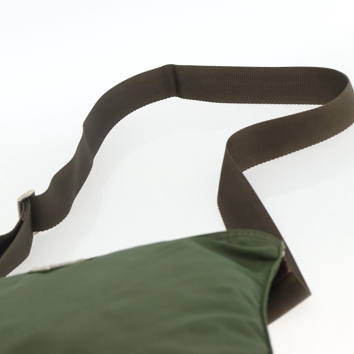 PRADA Shoulder Bag Nylon Green Silver Auth 172849