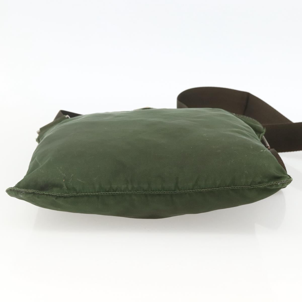 PRADA Shoulder Bag Nylon Green Silver Auth 172849