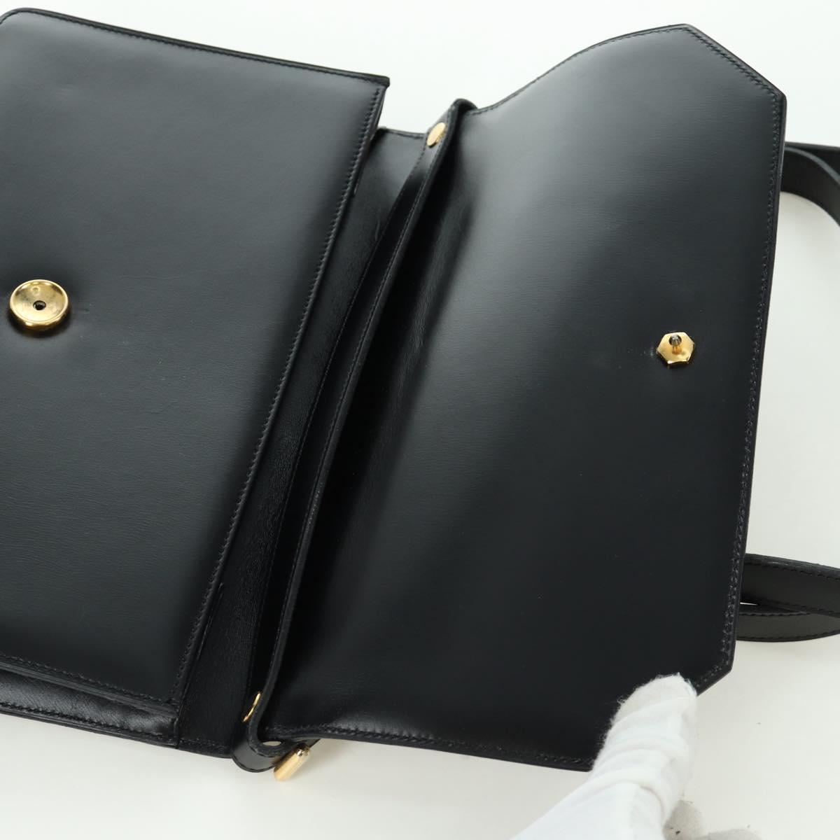 Christian Dior Shoulder Bag Leather Gold Black Auth 172851V