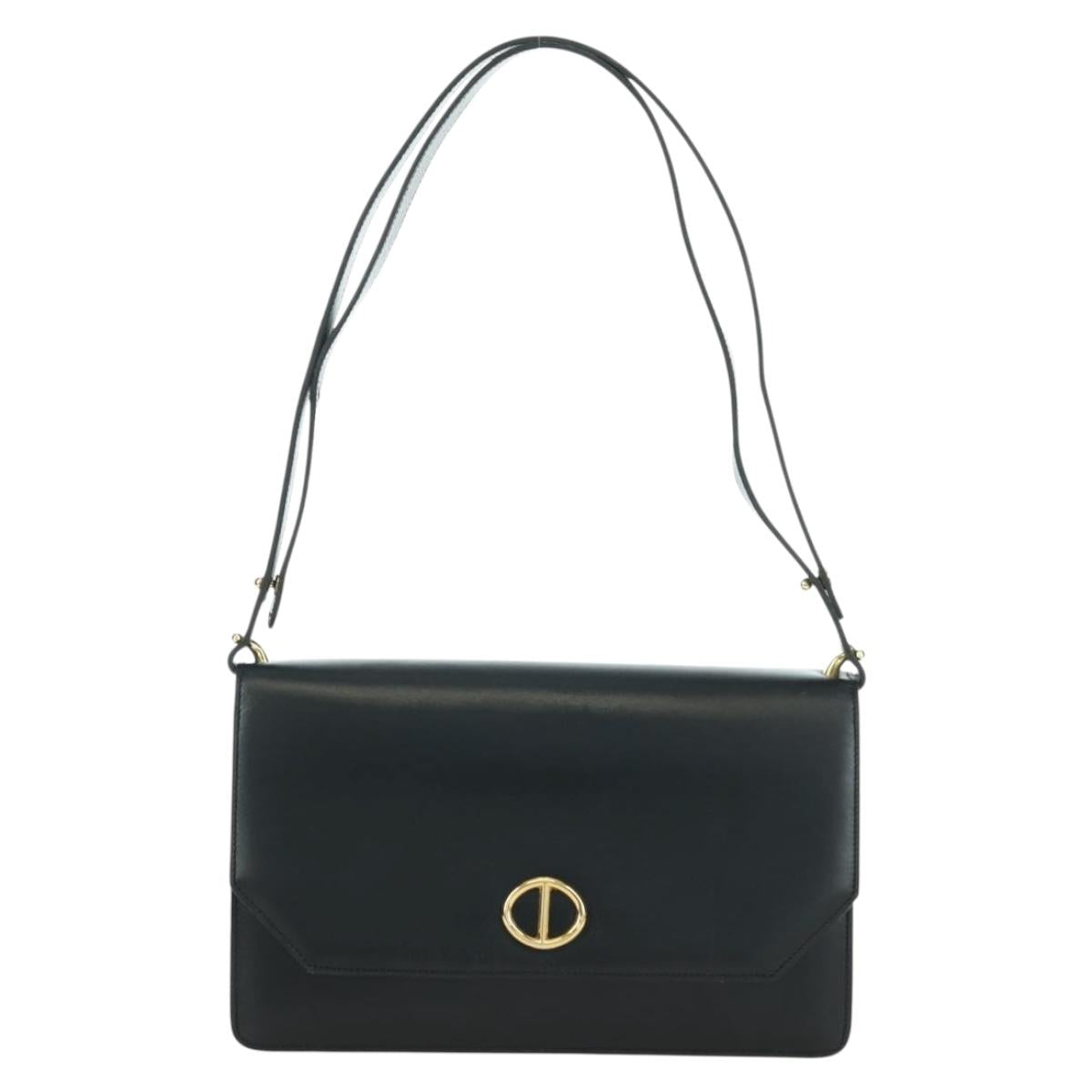 Christian Dior Shoulder Bag Leather Gold Black Auth 172851V