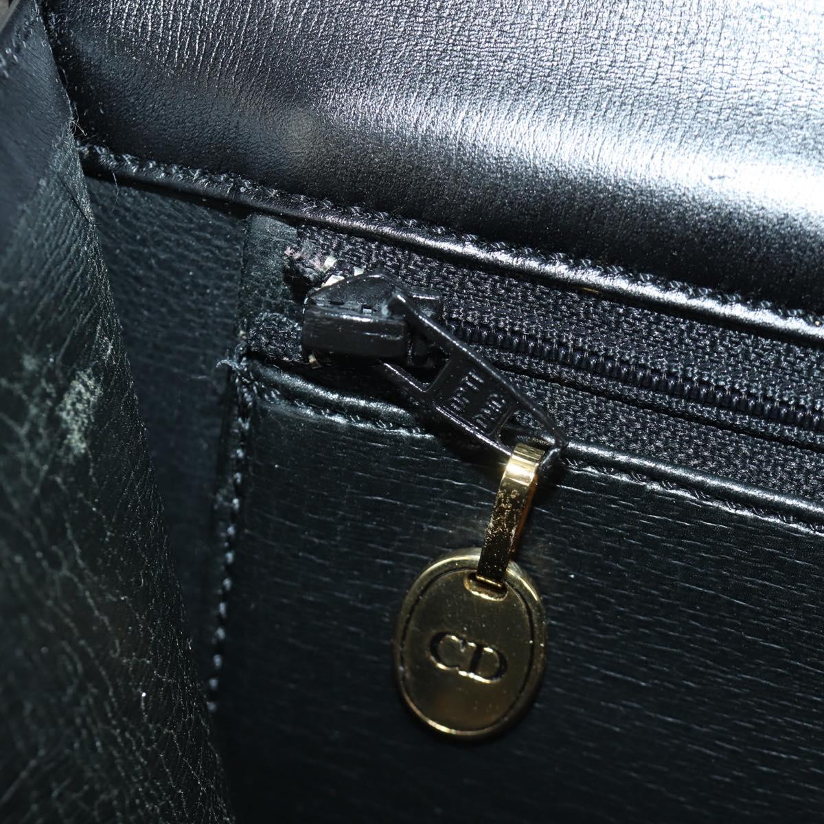 Christian Dior Shoulder Bag Leather Gold Black Auth 172851V