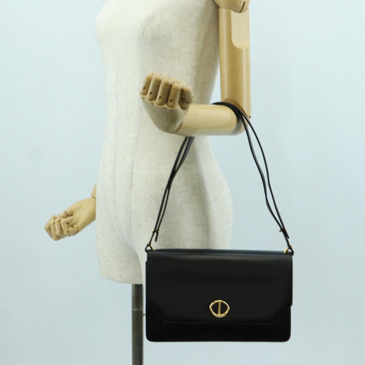 Christian Dior Shoulder Bag Leather Gold Black Auth 172851V