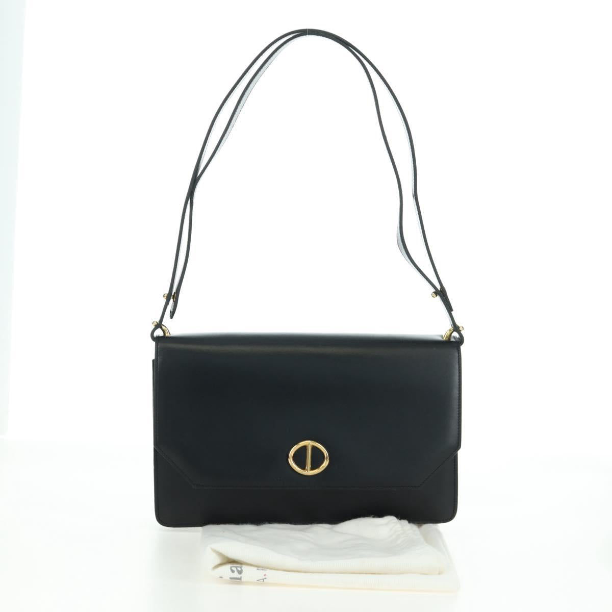 Christian Dior Shoulder Bag Leather Gold Black Auth 172851V