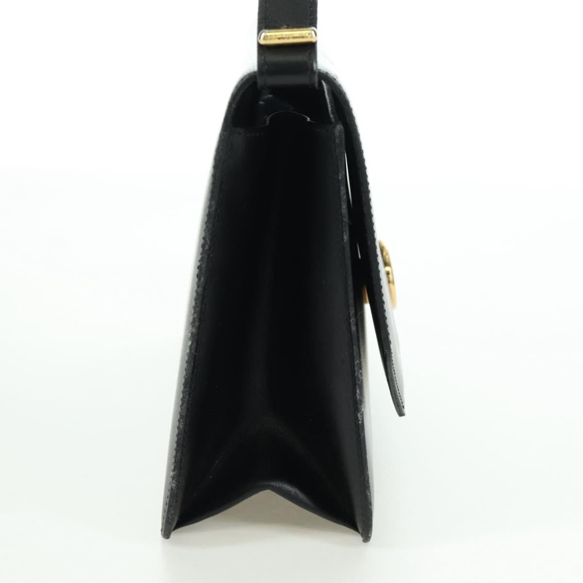 Christian Dior Shoulder Bag Leather Gold Black Auth 172851V