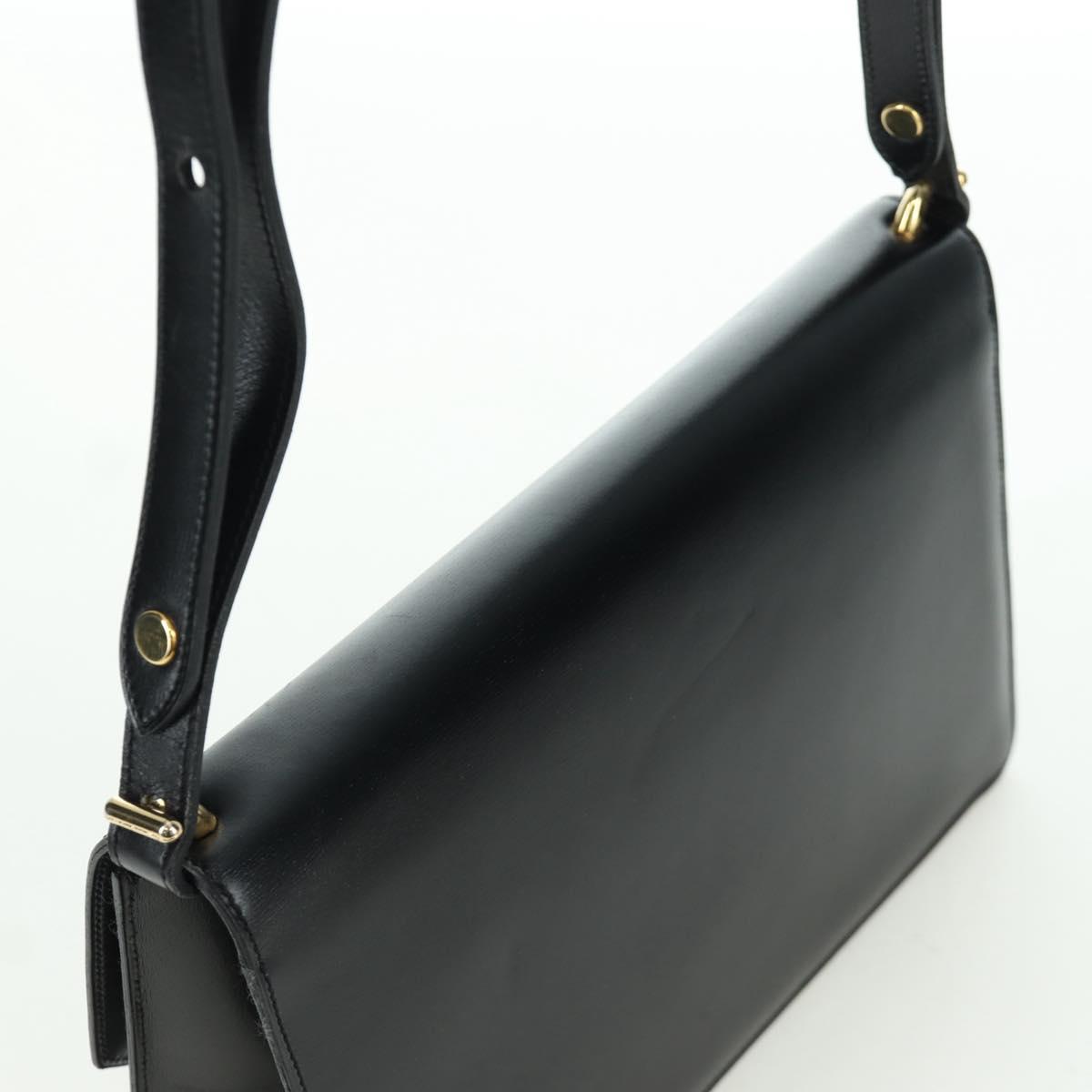 Christian Dior Shoulder Bag Leather Gold Black Auth 172851V